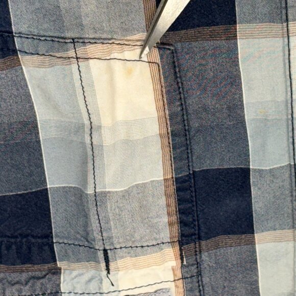 Carhartt Men’s Short Sleeve Button Down Shirt Size L Blue Plaid 100% Cotton - Picture 10 of 12